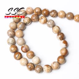Wholesale Natural Stone Picture Jaspers Beads Jaspers Round Loose Spacer Beads 15" strand 4 6 8 10 12 mm For Jewelry Making O1-6