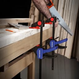 WORKPRO 1-2PC Ratchet Bar Clamp Set 6-Inch/150mm Quick Release and One-Handed Heavy-Duty Bar Clamp/Spreader for Woodworking