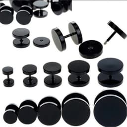 WKOUD One Pair Black Stainless Steel Round Stud Earrings For Women Dumbbell Pierceing Earrings Men Punk Fashion Jewelry