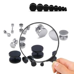 WKOUD One Pair Black Stainless Steel Round Stud Earrings For Women Dumbbell Pierceing Earrings Men Punk Fashion Jewelry