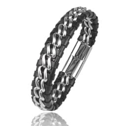Genuine Leather Chain Bracelet for Men Magnetic Stainless Steel Clasp in Plated Gold Exclusive Jewellery Gift Wholesale Choice