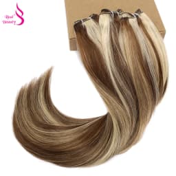 Real Beauty Straight Hair Weave Bundles 14"-28" Hight Ratio Remy Hair Extensions Platinum Blond Brazilian Brown Piano Color