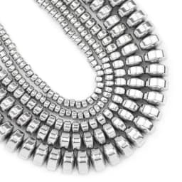 Natural Stone Flat Cylinder Hematite Silver Color Spacer 3/4/6/8MM Charm Loose Beads For Jewelry Making DIY Bracelet Findings