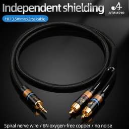 HIFI 3.5 mm to 2RCA Audio Cable 6N OFC HiFi Phone Computer to Amplifier Audio Cable AUX RCA Jack 3.5 Y Splitter Cable