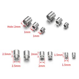 150pcs Stainless Steel Tube Crimp End Beads Clip Gold Color Foldover Stopper Spacer Bead for DIY Jewelry Making Bulk Wholesale
