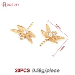 18K Gold Color Brass Dragonfly Charms Pendants High Quality Diy Jewelry Making Supplies Necklace Earrings Accessories for Women