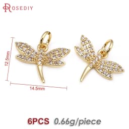18K Gold Color Brass Dragonfly Charms Pendants High Quality Diy Jewelry Making Supplies Necklace Earrings Accessories for Women