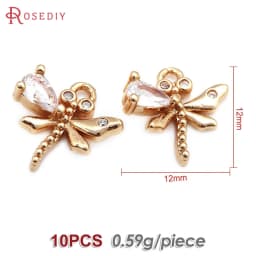 18K Gold Color Brass Dragonfly Charms Pendants High Quality Diy Jewelry Making Supplies Necklace Earrings Accessories for Women