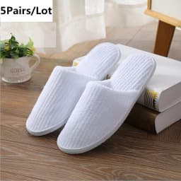 White Cotton Slippers Men Women Hotel Disposable Slides Home Travel Sandals Hospitality Footwear One Size on Sale