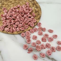 (100 Pcs/pack) 10*10mm Mini Fresh Pink Ribbon Flowers Small Size Satin Ribbon Artificial Flower Craft Festive Party Decoration