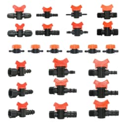 20pcs Drip Irrigation Mini Valve 4/7 3/8/10/12/16/20 /25mm Pipe Garden Tap 1/2" 3/4" Male Thread Water Hose Barb Connector