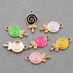 10pcs/lot Enamel Charms Lovely Candy Lollipop Charms Alloy Lolly Pendants Bracelets Accessories DIY Jewelry Making Finding