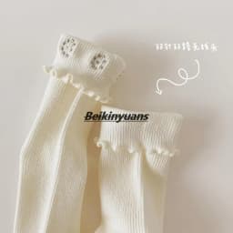 Kids Socks Sweet Bowknot Pearl Lace Stockings Girl Princess Wind Lolita Heap Socks Children Knee High Sock Chaussette