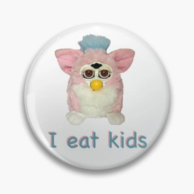 Furby I Eat Kids Soft Buckle Pin Fun Badge Fashion Gift Hat Lapel Decorative Valentine's Day Collar Clothes