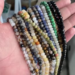 Natural Faceted Snowflake Rondelle Brown Stone Beads Jaspers Loose Spacer Labradorite Beads 4*6mm DIY Bracelet Necklace 7.5''