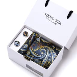 Brand 100% Silk Ties Gift box Office Men Classic Party Wedding striped 7.5cm Silk Wedding Floral Tie Necktie Handkerchief Set