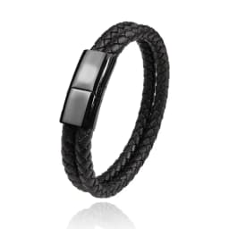 Mingao MF Double Leather Braided Stainless Steel Men's & Women Bracelets With Black/Brown Charm Magnet Clasp Custom Accessors