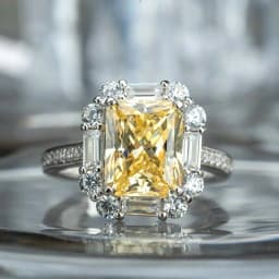 Huitan Graceful Women Finger-rings Yellow Color Cubic Zirconia Wedding Anniversary Birthday Gift Mom Silver Color Trendy Jewelry