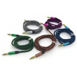 Car Aux Cord 1m Nylon Jack Audio Cable 3.5 mm to 3.5mm Aux Cable Male to Male Cloth Audio Aux Cable Gold Plug for iphone speaker