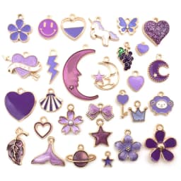 Mix 10pcs Pink Red Blue Enamel Animals Flowers Unicorn Crown Series Charms Pendant DIY Necklace Earrings Jewelry Making