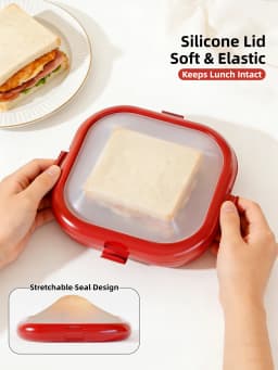 Joie Silicone Lunch Box Portable Sandwich Toast Bento Box Food Container Snack Box Picnic School Office Camping Breakfast