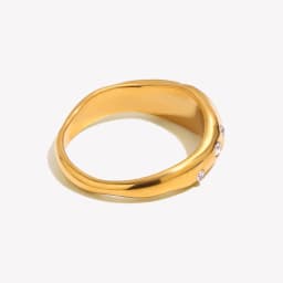 E.B.belle Stainless Steel Irregular Snake Shape Crystal Ring Gold Plated Tarnish Free Jewelry Laides Elegant Ring