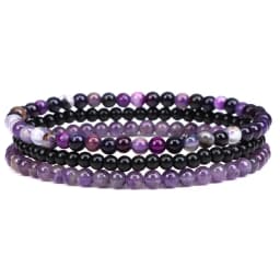 3Pcs/Set 4mm Natural Stone Bracelet Pink Quartzs Jaspers Rhodonite Beads Bracelets For Women Men Jewelry Gift Healing Energy