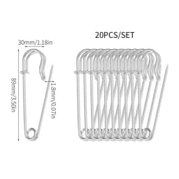 20Pcs 50mm Metal Safety Pins Silver/Gold/Black Large Safety Pin DIY Craft Sewing Tools Wedding Brooch Apparel Accessories