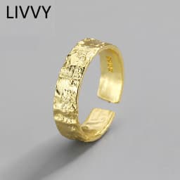 LIVVY Hot Sell Silver Color Geometry Rings For Women Adjustable Handmade Fashion Party Jewelry 2025 New Trendy