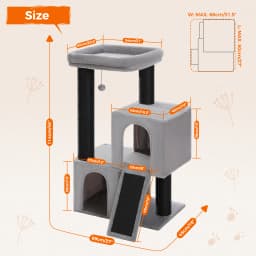 Cat Tree Tower with Large Cat Scratching Post Extremely Large Double Cave Fully Sisal Covered Suitable for Large Cats