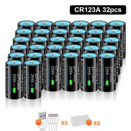 CITYORK CR123A Battery 2550mWh 3.7V Rechargeable Li-ion 16340 Batteries 16350 RCR123 Batter For LED Flashlight +USB Type-c Cable