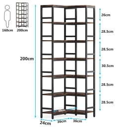 Tribesigns 7 Tier Tall Corner Bookshelf, 78.74”Industrial Corner Etagere Bookcase