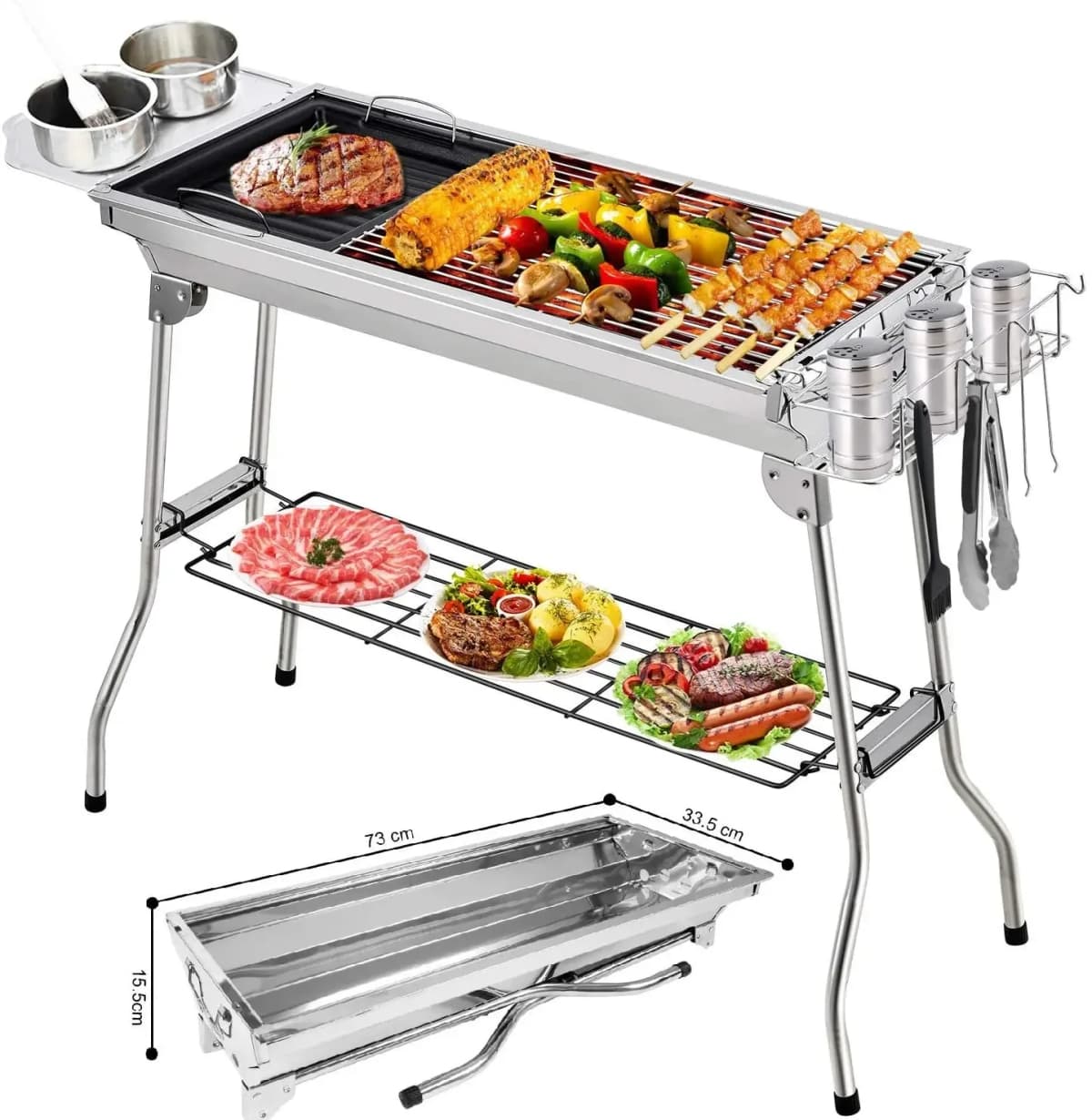 Charcoal Grills Stainless Steel Grill BBQ Tools Sets Cooking Utensils Kit For Picnic Camping Party