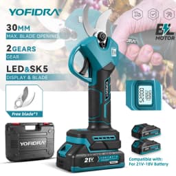 YOFIDRA Brushless Electric Scissors 30MM 2Gears Cordless Fruit Tree Branch Pruner Shear Power Tools For Makita 21V Battery Pin