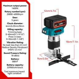 ONEVAN 1600W Brushless Electric Trimmer 5 Gears 6MM 6.35MM 8MM Cordless Engraving Slotting Milling Router For Makita Battery Pin