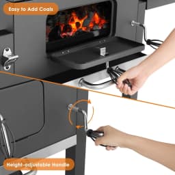 Grill Trolley Heavy Duty BBQ Charcoal Cart XXL, 116x55.7x100cm Charcoal Grill, Black with Opener, Pull-out Ashtray,Shelves,Hooks