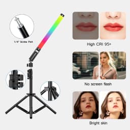 50cm 20" RGB Handheld LED Video Light Wand Stick Photography Light With Built-in Rechargable Battery 79" Tripod Remote Control