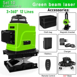 Clubiona 16/12 lines professional Super powerful Green Beams Laser Level With 4000mAh Li-ion Battery Remote Control pulse mode