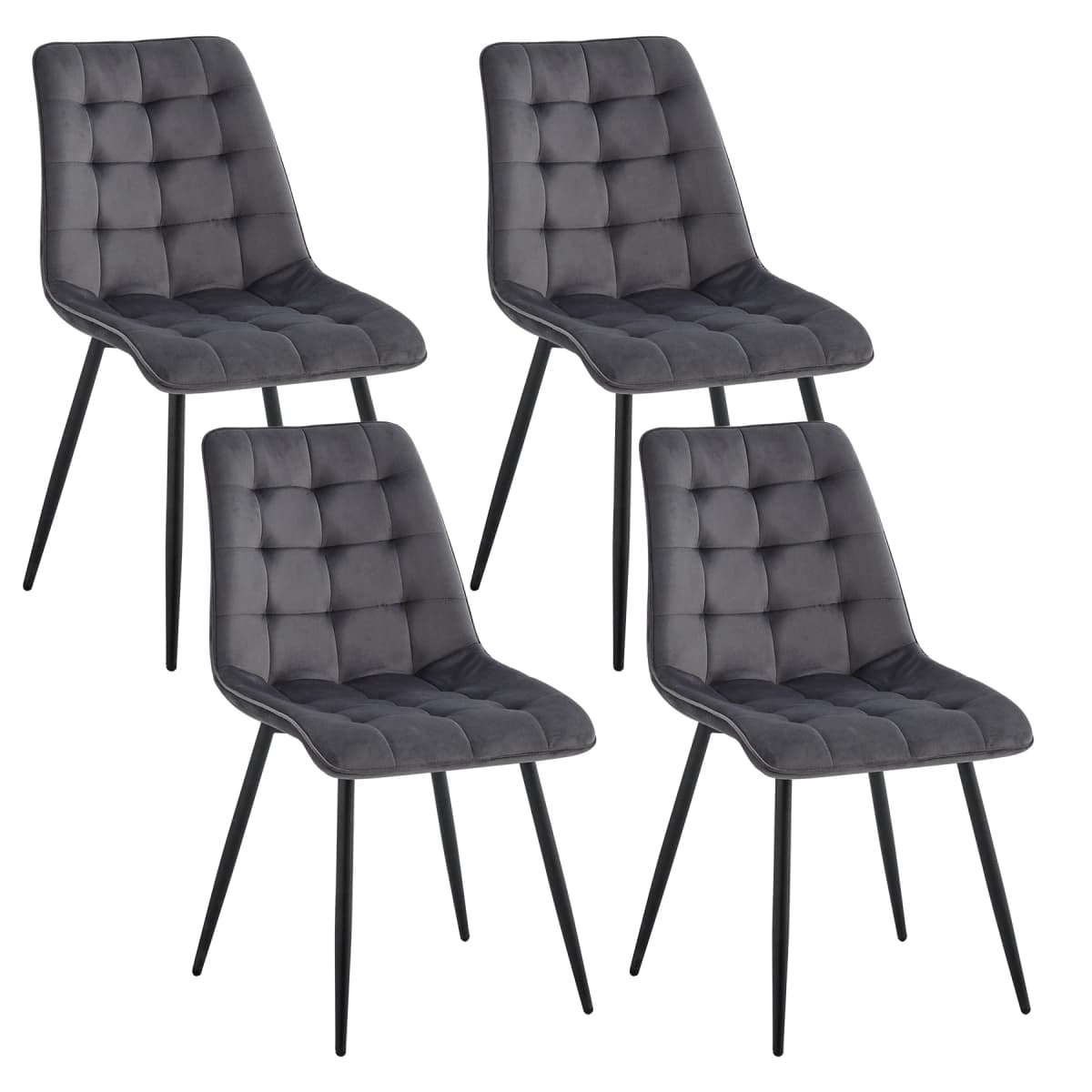 EGOONM Set of 2/4/6 Velvet Dining Chairs Metal Legs Modern Comfortable Chair for Kitchen Bedroom Living Room Home Furniture