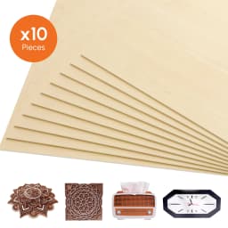 10 Pack Basswood Sheets for Crafts-30x30cm 3mm Thick Plywood Sheetswith Smooth Surfaces-Unfinished Squares Wood Boards Laser Cut