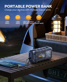 6000A Jump Starter 150W DC PD45W Car Battery Charger 3.3 LED Screen 600 Lumens Flashlight Battery Charger Super Starting Device
