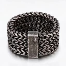 Fongten Men Ring Stainless Steel Mesh Chain Charm Rings For Men Hip Hop Finger Multiple Color Jewelry