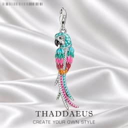 Colorful Striking Parrot Pendant 925 Sterling Silver Dangle Charm Women New Fine Jewelry