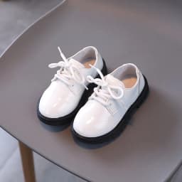 Boys Performance Leather Shoes Spring and Autumn New 2023 Britain Style All-match Black Children's Fashion Black Lace-up Simple