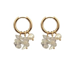 Women Bohemia Jewelry Of Small Hoops Pendant Earring With Crushed Stone Pearl Blue Green Stone Earrings
