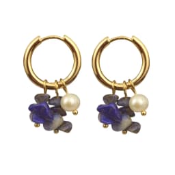 Women Bohemia Jewelry Of Small Hoops Pendant Earring With Crushed Stone Pearl Blue Green Stone Earrings