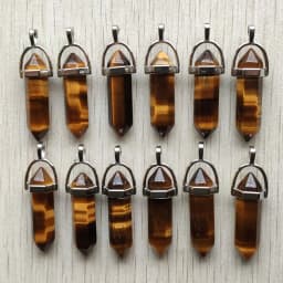 Fast Shipping Natural Stone Quartz Aventurine Lapis Crystal Hexagonal Pillar Pendants for Jewelry Accessories 12pcs Wholesale
