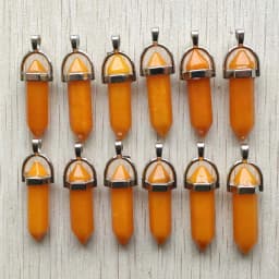 Fast Shipping Natural Stone Quartz Aventurine Lapis Crystal Hexagonal Pillar Pendants for Jewelry Accessories 12pcs Wholesale
