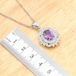 Purple Amethyst Dubai Silver 925 Bridal Jewelry Sets For Women Bracelet Hoop Earrings Necklace Pendant Rings Best Gift