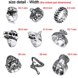 U7 Stainless Steel Big Rings for Man Bird Goat Octopus Shark Serpent Snake Bone Charm Size 7-14 Rock Punk Animal Skull Jewelry